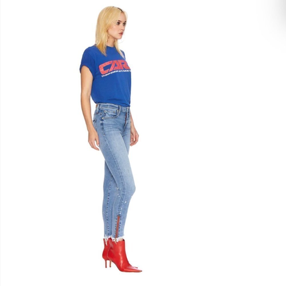 Women's 27 Etienne Marcel Red Zipper Indigo Splatter Skinny Zipper Fly